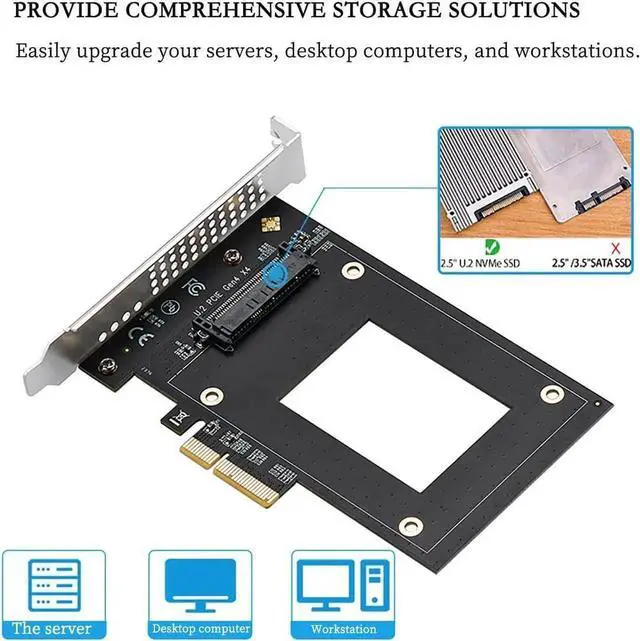 Alt view image 4 of 7 - IO-PCE8639A-U2 PCIe 4.0 x4 to U.2 SFF-8639 Expansion Card, 7000MB/s Adapter for 2.5" NVMe SSD, Bus Powered for Server & Workstation