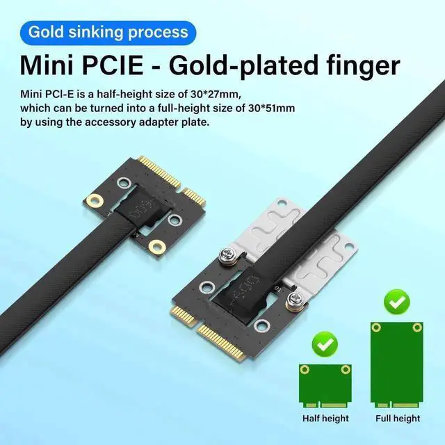 Alt view image 5 of 6 - Mini PCIe to NGFF M.2 M-Key Riser Cable, Male to Female NVMe SSD Extender Cord
