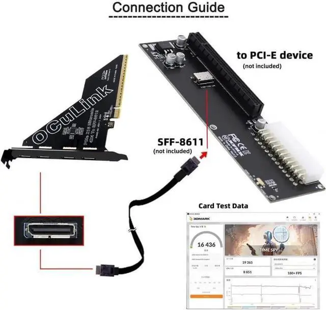 Alt view image 6 of 7 - PCIe 4.0 x16 to 4-Port OCuLink Adapter, SFF-8611/SFF-8612, VROC RAID 0 for U.2 SSD & eGPU Dock