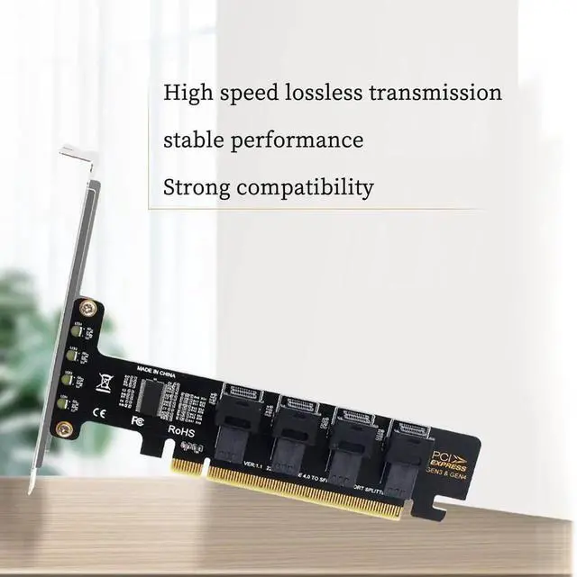 Alt view image 6 of 7 - PH49 PCIe 4.0 x16 to 4-Port U.2 NVMe Expansion Card, SFF-8643/SFF-8639, PCIe Split Function, Full Height, for PCIe x4/x8/x16 Slots