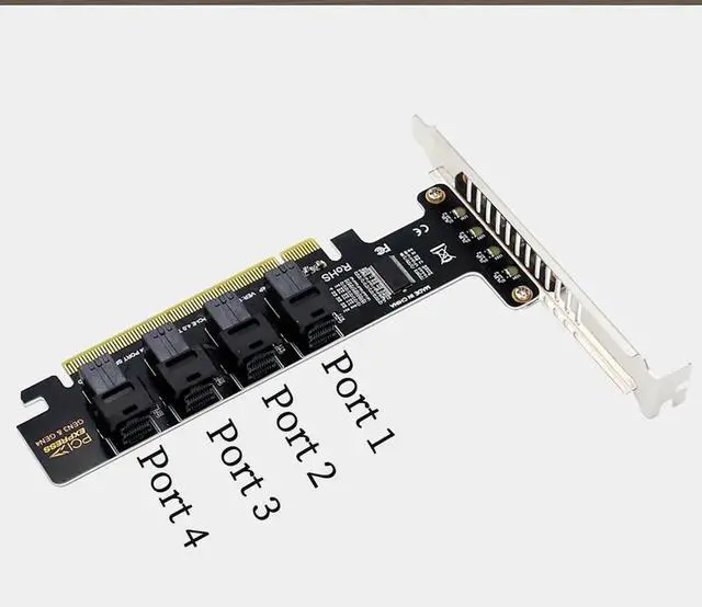 Alt view image 5 of 7 - PH49 PCIe 4.0 x16 to 4-Port U.2 NVMe Expansion Card, SFF-8643/SFF-8639, PCIe Split Function, Full Height, for PCIe x4/x8/x16 Slots