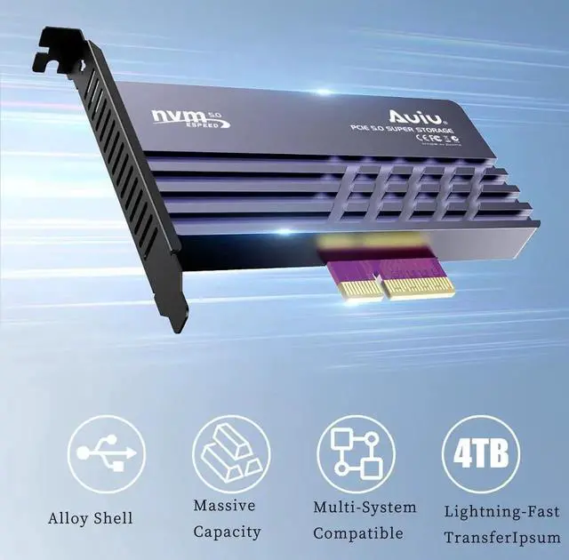Alt view image 5 of 7 - P560RPO PCIe 5.0 x16 to M.2 NVMe SSD Adapter Card, 128Gbps 10000MB/s with Aluminum Heatsink