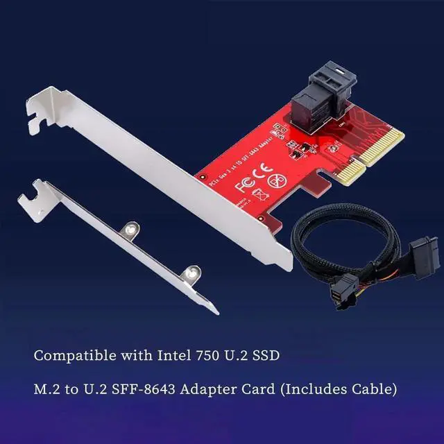 Alt view image 3 of 6 - PCIe 3.0 x4 to U.2 SFF-8643 NVMe Adapter Card, 32Gbps, for 2.5" SFF-8639 U.2 SSD
