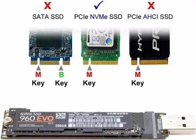 Alt view image 2 of 3 - USB 3.0 to M.2 NVMe M-key SSD Adapter, External PCBA Converter with Enclosure Case