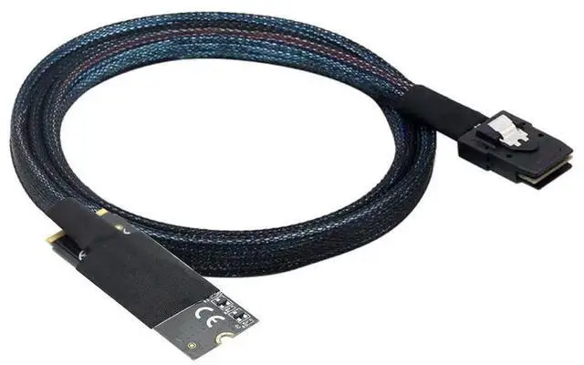 Alt view image 5 of 5 - 1m M.2 M-Key 2260 NVMe to Mini SAS SFF-8087 Cable, 12Gbps 30AWG Plug and Play Server Data Cable