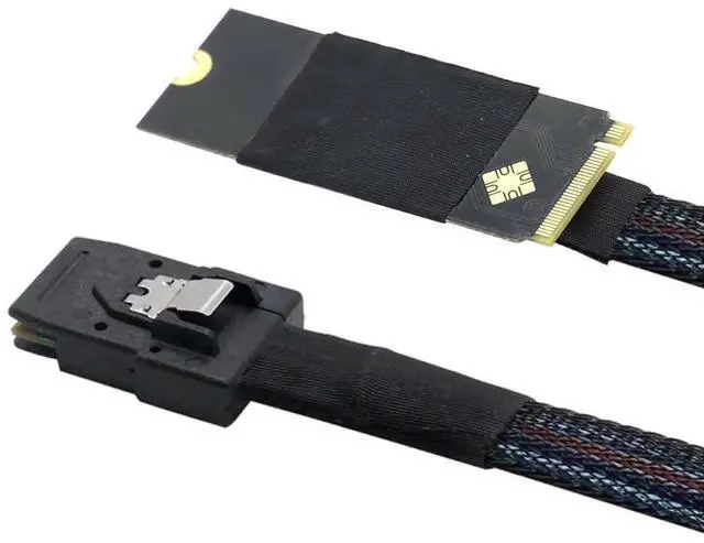 Alt view image 3 of 5 - 1m M.2 M-Key 2260 NVMe to Mini SAS SFF-8087 Cable, 12Gbps 30AWG Plug and Play Server Data Cable