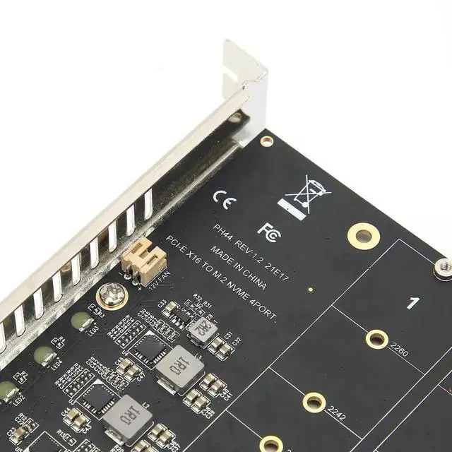 Alt view image 2 of 7 - ph44 4-Port M.2 NVMe to PCIe X16 Adapter Card, M-Key SSD Expansion Converter for PC