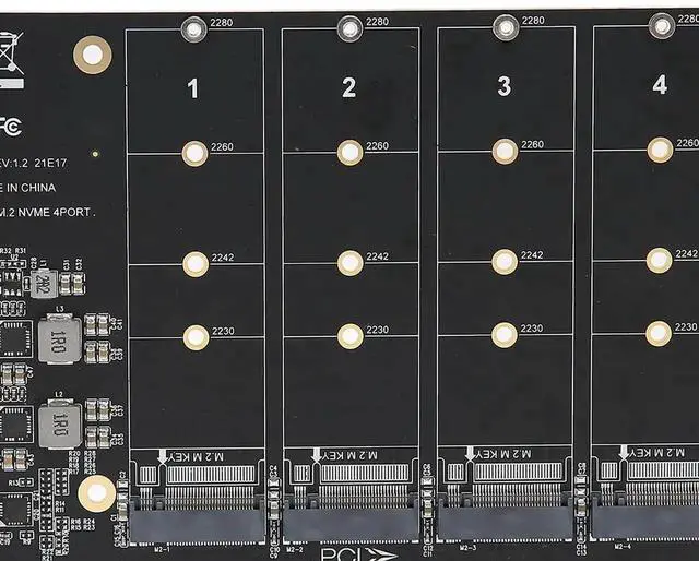 Alt view image 4 of 7 - ph44 4-Port M.2 NVMe to PCIe X16 Adapter Card, M-Key SSD Expansion Converter for PC