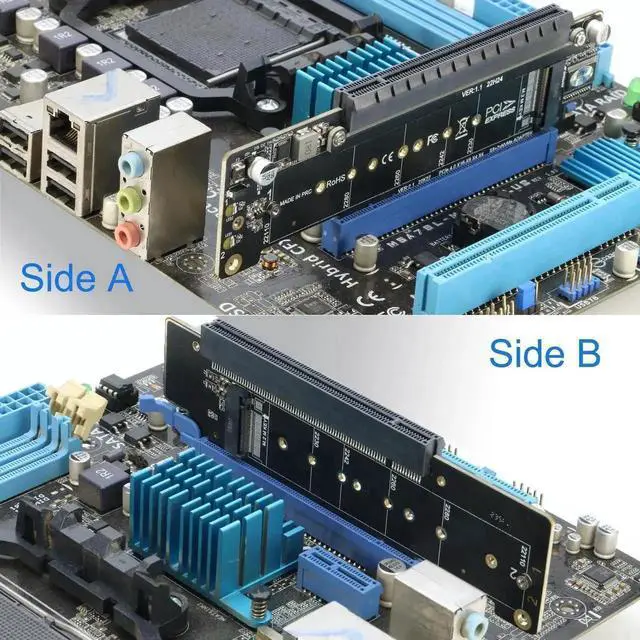 Alt view image 4 of 7 - PCIe 4.0 X16 to Dual M.2 NVMe + Extra PCIe X16 (x8 Signal) Adapter Card, Supports 2230/2242/2260/2280/22110 SSD, PCIe Bifurcation Required