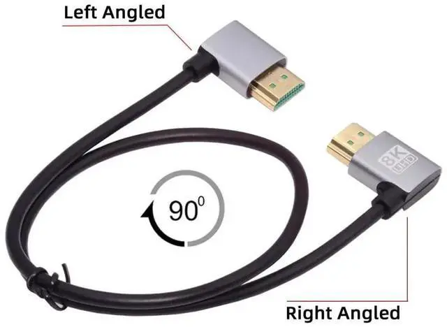 Alt view image 2 of 7 - 0.5M 90 Degree Angled HDMI 2.1 Cable, Left & Right Elbow Male to Male Cord, 8K@60Hz 4K@120Hz 48Gbps Gold-Plated HDMI Cable