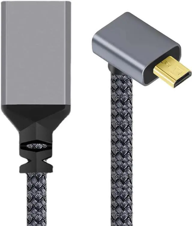Main image of 90 Degree Up Angled Micro HDMI to HDMI Extension Cable, Micro HDMI 1.4 Male to HDMI Female 4K Cord