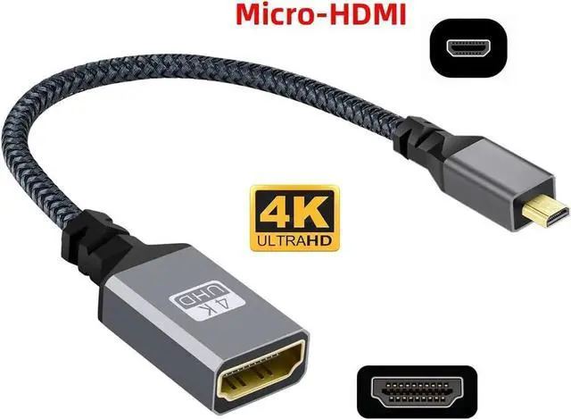 Alt view image 2 of 7 - Micro HDMI 1.4 Male to HDMI Female Extension Cable, 4K Micro HDMI Cord for Camera, DV, MP4, Laptop