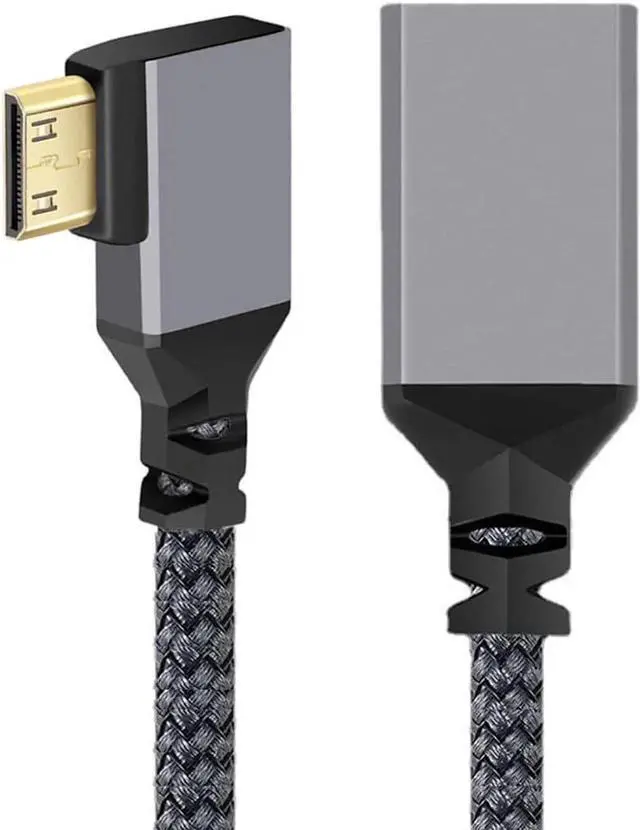 Main image of 90 Degree Right Angled Mini HDMI 1.4 Male to HDMI Female Extension Cable, 4K High Speed Cable for Camera, DV, Laptop, MP4