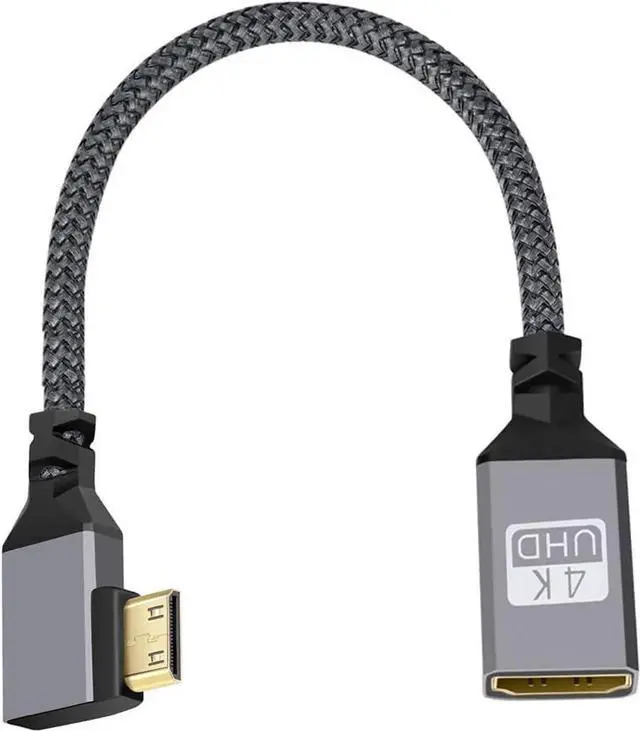 Alt view image 5 of 7 - 90 Degree Right Angled Mini HDMI 1.4 Male to HDMI Female Extension Cable, 4K High Speed Cable for Camera, DV, Laptop, MP4