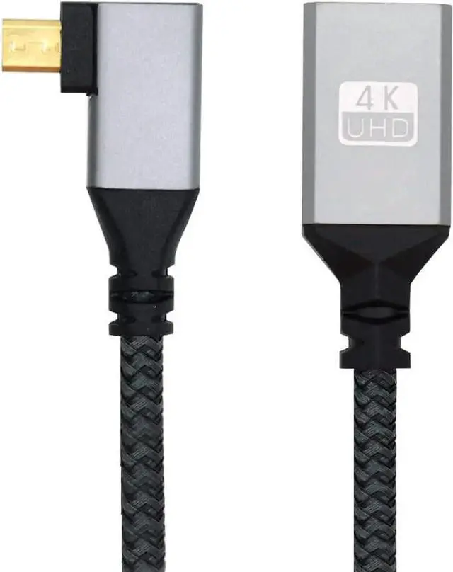 Main image of 90 Degree Right Angled Micro HDMI 1.4 Male to HDMI Female Extension Cable, 4K High Speed Cord for Camera, DV, Laptop