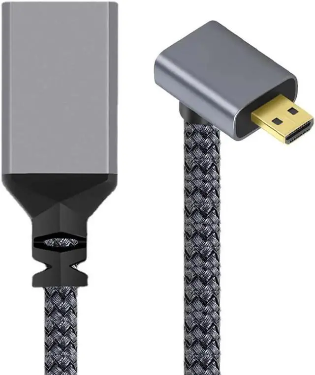 Main image of 90 Degree Down Angled Micro HDMI 1.4 Male to HDMI Female Extension Cable, 4K High Speed Cable for Camera, DV, Laptop