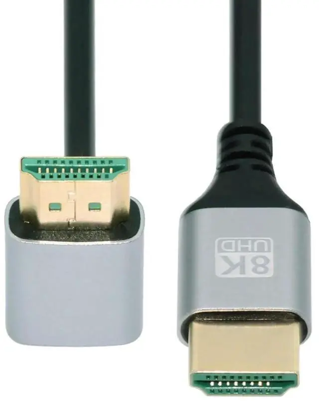 Alt view image 4 of 7 - 1.0M 90 Degree Up Angled HDMI 2.1 Cable, Male to Male 8K@60Hz 4K@120Hz 48Gbps Gold-Plated Cable for TV, Monitor, Computer