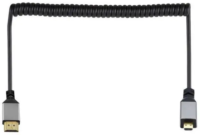 Alt view image 6 of 6 - Coiled Micro HDMI Extension Cable, HDMI 1.4 Male to Micro HDMI Male, 4K@60Hz Stretch Cord