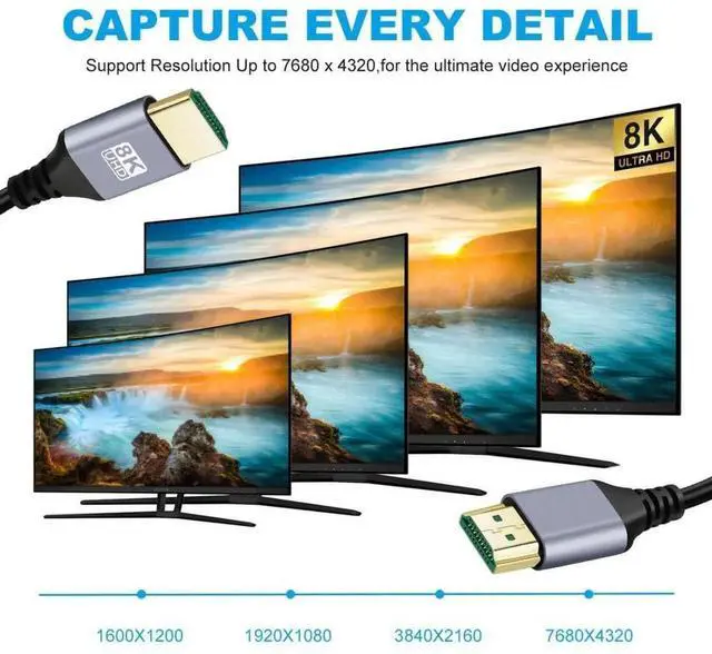 Alt view image 5 of 6 - 0.5M HDMI 2.1 Type A Male to Male Cable, 8K 4K UHD Extension Cord for HDTV