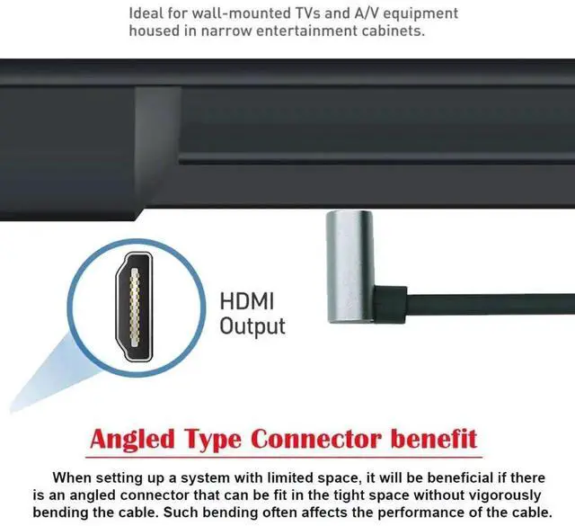 Alt view image 3 of 7 - 0.5M 90° Up Angled HDMI 2.1 Cable, Type A Male to Male, 8K 4K UHD Cord for HDTV
