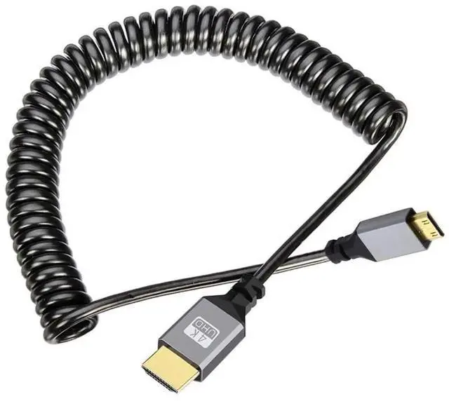 Main image of Coiled Mini HDMI Extension Cable, HDMI 1.4 Male to Mini HDMI Male, 4K@60Hz Stretch Cord