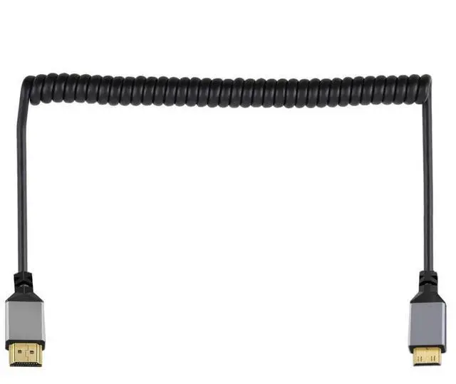 Alt view image 3 of 6 - Coiled Mini HDMI Extension Cable, HDMI 1.4 Male to Mini HDMI Male, 4K@60Hz Stretch Cord