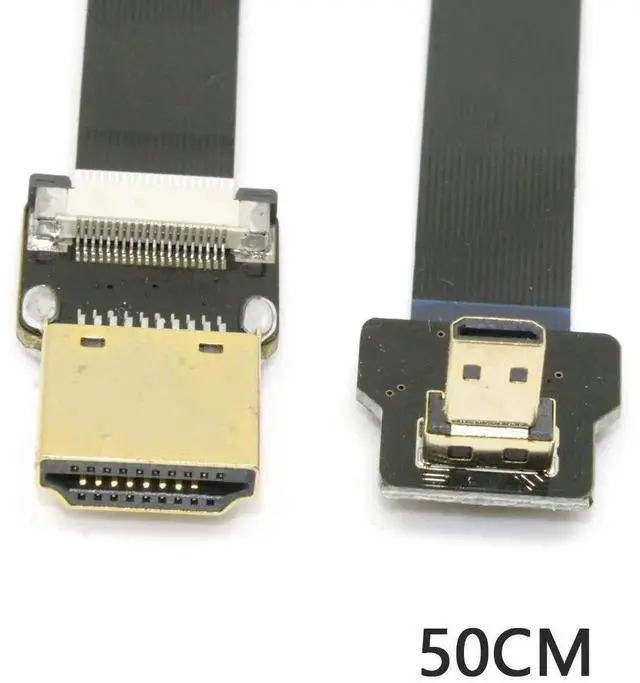 Alt view image 6 of 7 - 50cm FPC Flat Micro HDMI to HDMI Cable, 90° Down Angled Male to Male for FPV Multicopter Aerial Photography