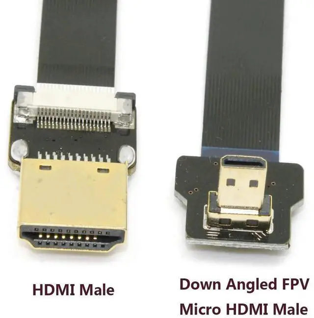 Alt view image 4 of 7 - 50cm FPC Flat Micro HDMI to HDMI Cable, 90° Down Angled Male to Male for FPV Multicopter Aerial Photography