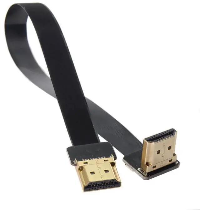 Alt view image 2 of 7 - 0.2M 90° Up Angled FPC Flat HDMI Male to Male Cable for FPV Multicopter Aerial Photography