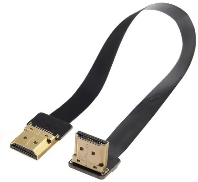 Alt view image 4 of 7 - 0.2M 90° Up Angled FPC Flat HDMI Male to Male Cable for FPV Multicopter Aerial Photography