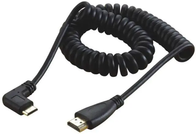 Alt view image 6 of 7 - 1.2M 90° Right Angled Coiled HDMI to Mini HDMI Cable, 4K@60Hz High Speed Cord