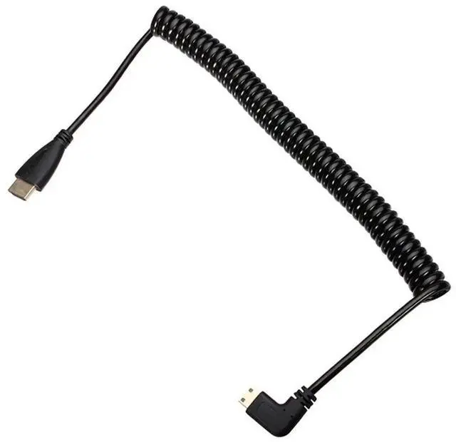 Alt view image 5 of 7 - 1.2M 90° Right Angled Coiled HDMI to Mini HDMI Cable, 4K@60Hz High Speed Cord