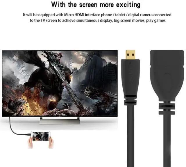 Alt view image 3 of 7 - 10cm 90° Left Angled Micro HDMI Male to HDMI Female Cable Adapter, 4K@60Hz for Monitor & Camera