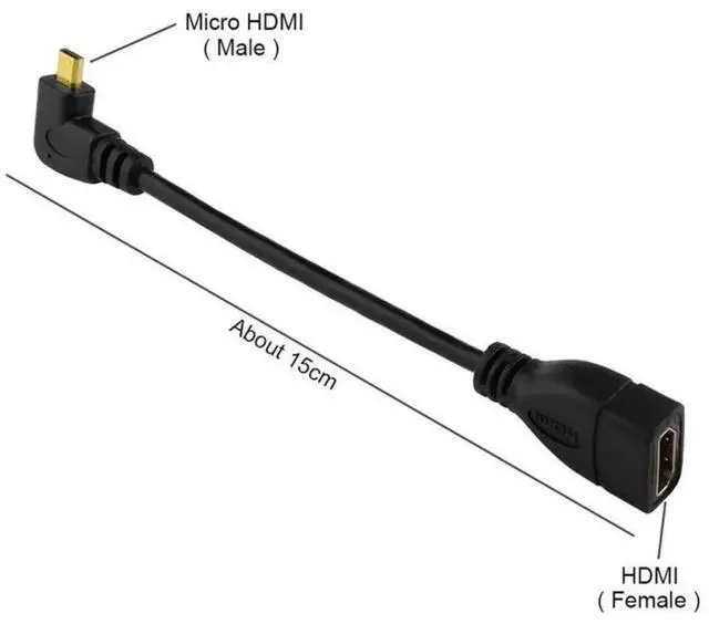 Alt view image 6 of 7 - 10cm 90° Left Angled Micro HDMI Male to HDMI Female Cable Adapter, 4K@60Hz for Monitor & Camera