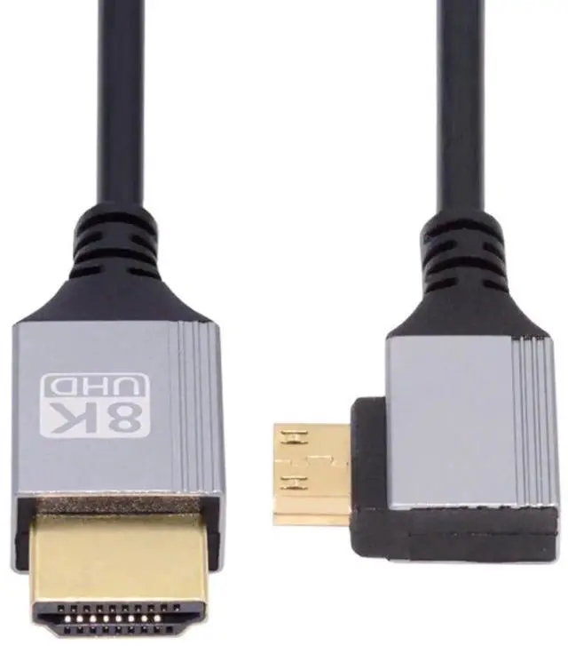Alt view image 7 of 7 - 0.5M 90° Left Angled HDMI 2.1 Cable, Male to Mini HDMI Male, 8K@60Hz 4K@120Hz 48Gbps Gold-Plated Cord