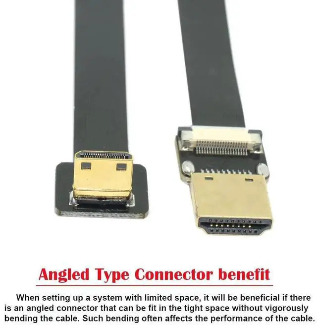 Alt view image 2 of 7 - 50cm 90° Down Angled FPC Flat Mini HDMI Male to HDMI Male Cable for FPV Multicopter Aerial Photography
