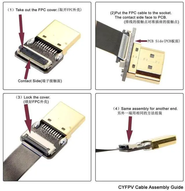 Alt view image 3 of 6 - 0.5M FPC Flat Micro HDMI to HDMI Male Extension Cable, 1080P for FPV Multicopter Aerial Photography