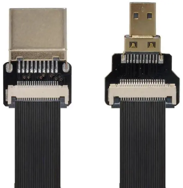 Alt view image 4 of 6 - 0.5M FPC Flat Micro HDMI to HDMI Male Extension Cable, 1080P for FPV Multicopter Aerial Photography