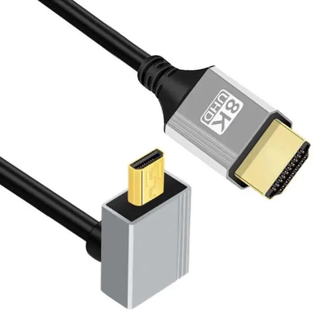 Main image of 0.5M 90° Up Angled HDMI 2.1 Cable, Male to Micro HDMI Male, 8K@60Hz 4K@120Hz 48Gbps Gold-Plated Cord