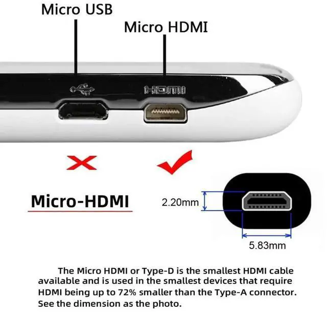Alt view image 7 of 7 - 0.5M 90° Down Angled HDMI 2.1 Cable, Male to Micro HDMI Male, 8K@60Hz 4K@120Hz 48Gbps Gold-Plated Cord
