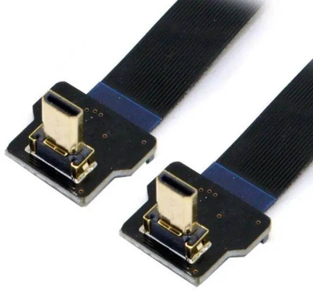 Main image of 0.2M 90° Up Angled FPC Flat Micro HDMI Male to Male Extension Cable, 1080P