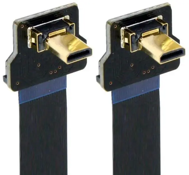 Alt view image 5 of 6 - 0.2M 90° Up Angled FPC Flat Micro HDMI Male to Male Extension Cable, 1080P