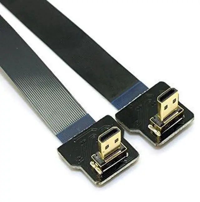 Alt view image 2 of 6 - 0.2M 90° Down Angled FPC Flat Micro HDMI Male to Male Cable, 1080P for FPV