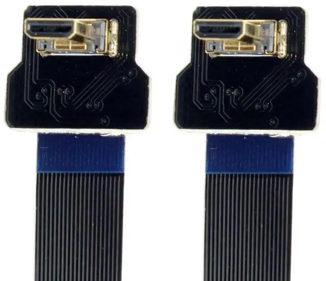 Alt view image 3 of 6 - 0.2M 90° Down Angled FPC Flat Micro HDMI Male to Male Cable, 1080P for FPV