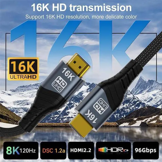 Alt view image 5 of 7 - 200cm HDMI 2.2 Cable, Type-A Male to Male, 96Gbps, 8K 16K UHD for HDTV, Desktop, Laptop & Monitor