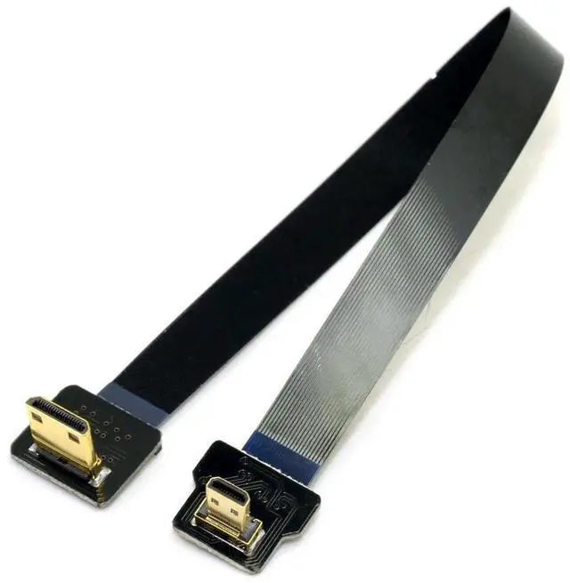 Alt view image 6 of 7 - 0.5M 90° Down Angled FPC Flat Micro HDMI to Mini HDMI Extension Cable, 1080P