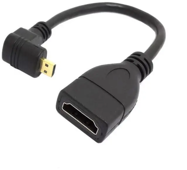 Main image of 10cm 90° Down Angled Micro HDMI Male to HDMI Female Cable, 4K 60Hz for Monitor, Camera & Display