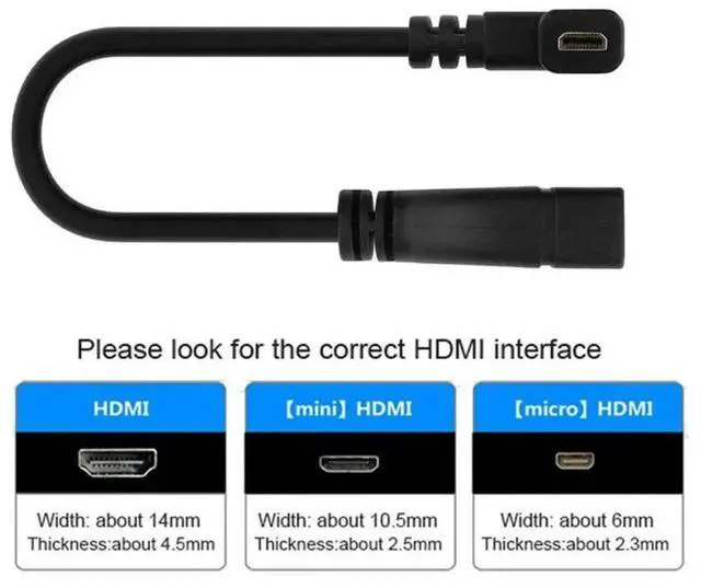 Alt view image 5 of 7 - 10cm 90° Down Angled Micro HDMI Male to HDMI Female Cable, 4K 60Hz for Monitor, Camera & Display