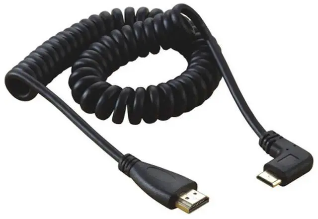 Alt view image 3 of 7 - 1.2m 90° Left Angle Coiled Mini HDMI to HDMI Male Stretch Cable