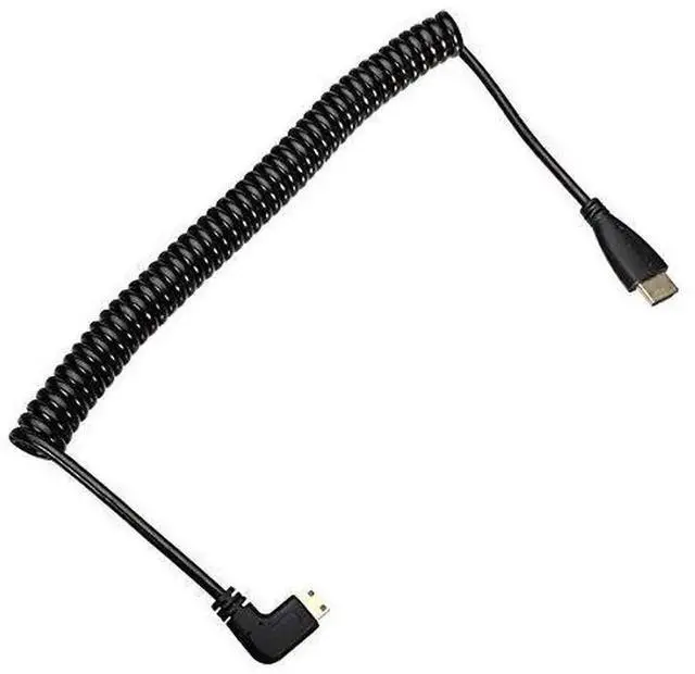 Alt view image 2 of 7 - 1.2m 90° Left Angle Coiled Mini HDMI to HDMI Male Stretch Cable